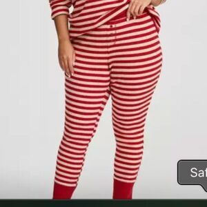 Torrid Full-Length Lounge Legging Red & Oatmeal Striped Size4 EUC